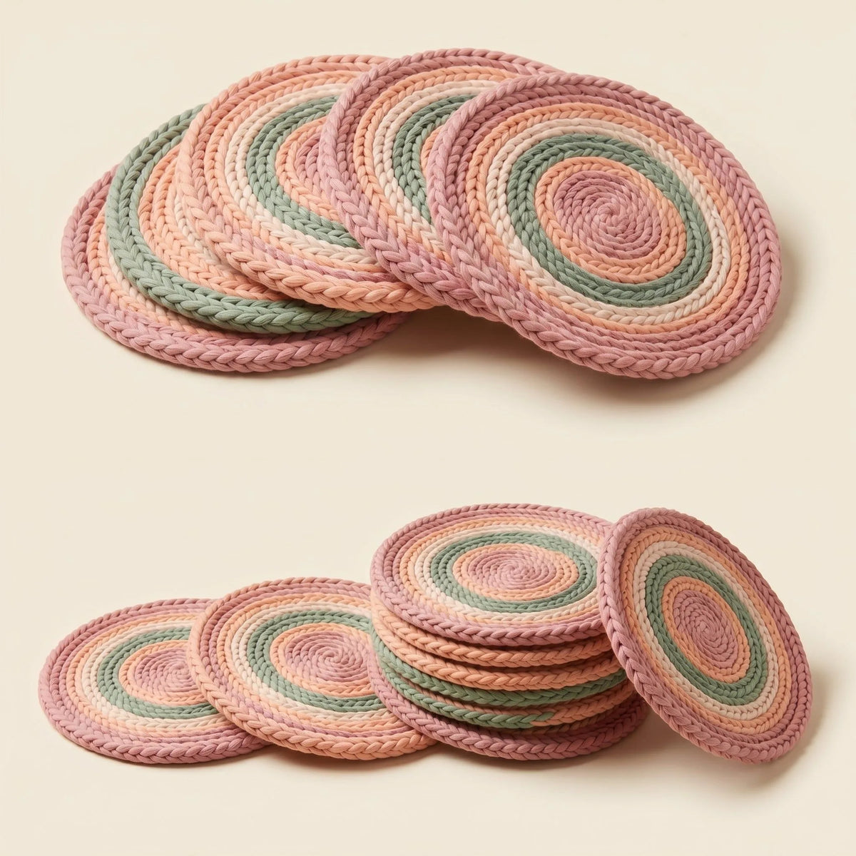 Pastel Crochet Coaster Set (Round)