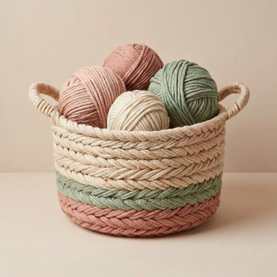 Braided Crochet Yarn Storage Basket
