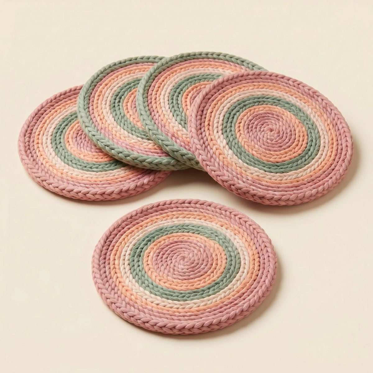 Pastel Crochet Coaster Set (Round)