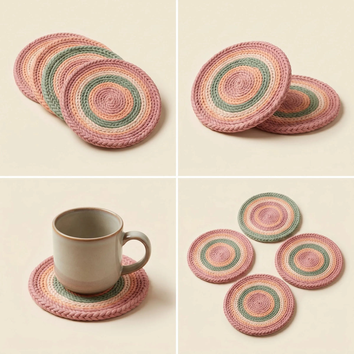 Pastel Crochet Coaster Set (Round)