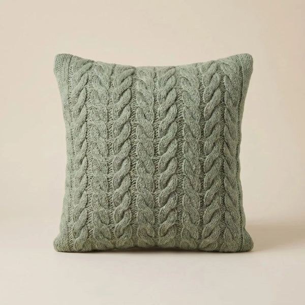 Sage Cable Knit Crochet Cushion Cover